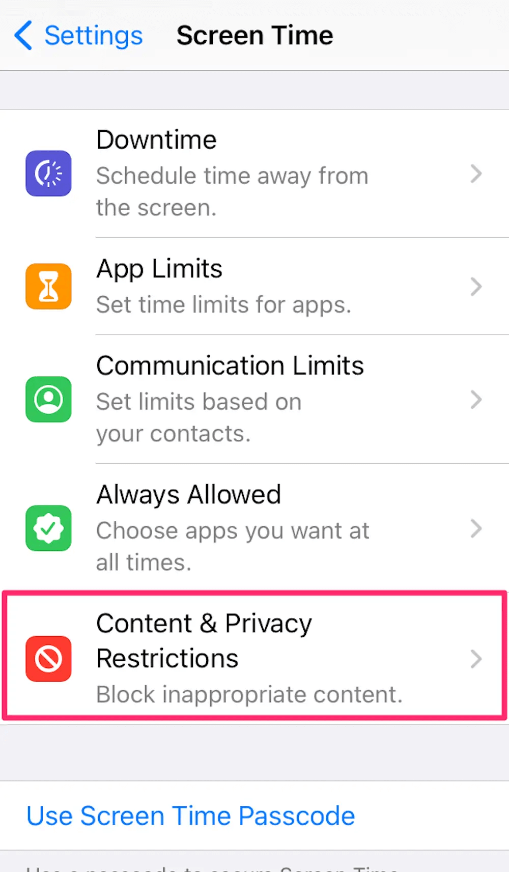 remove screen time restriction