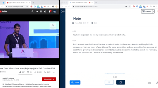 transcribe voice to text with otter ai