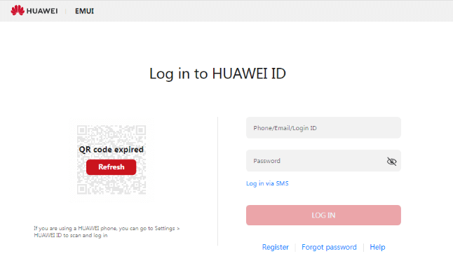 Register on Huawei's website