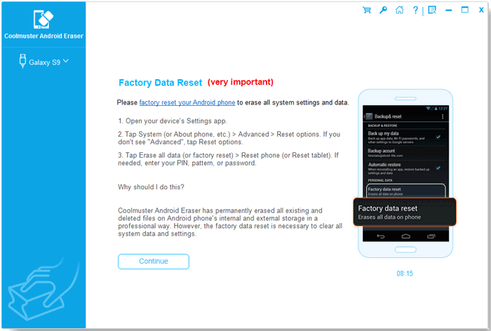 coolmuster factory reset tool