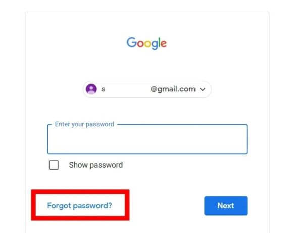 google account forgot password