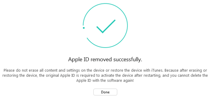 apple id removed successfully anyunlock
