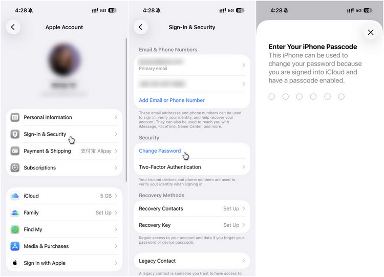 change apple account password