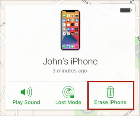 choose erase iphone from icloud