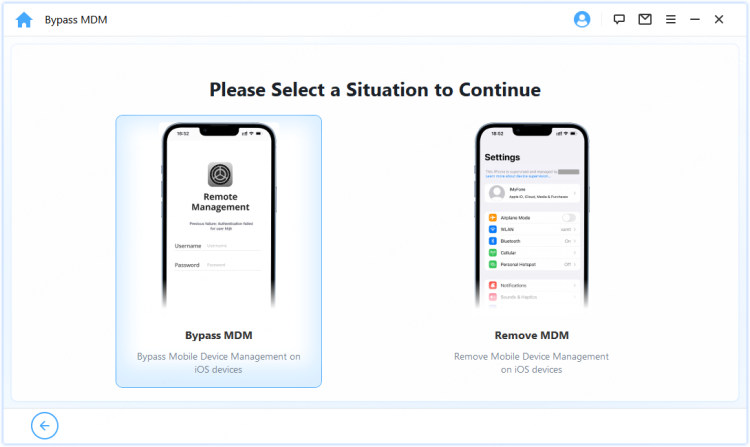 choose the bypass mdm mode