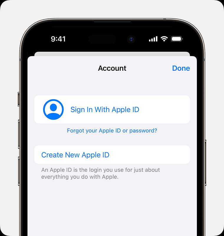 apple id registration via app store