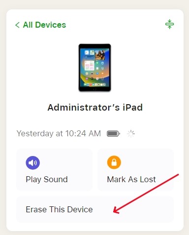 erase ipad via icloud on another device