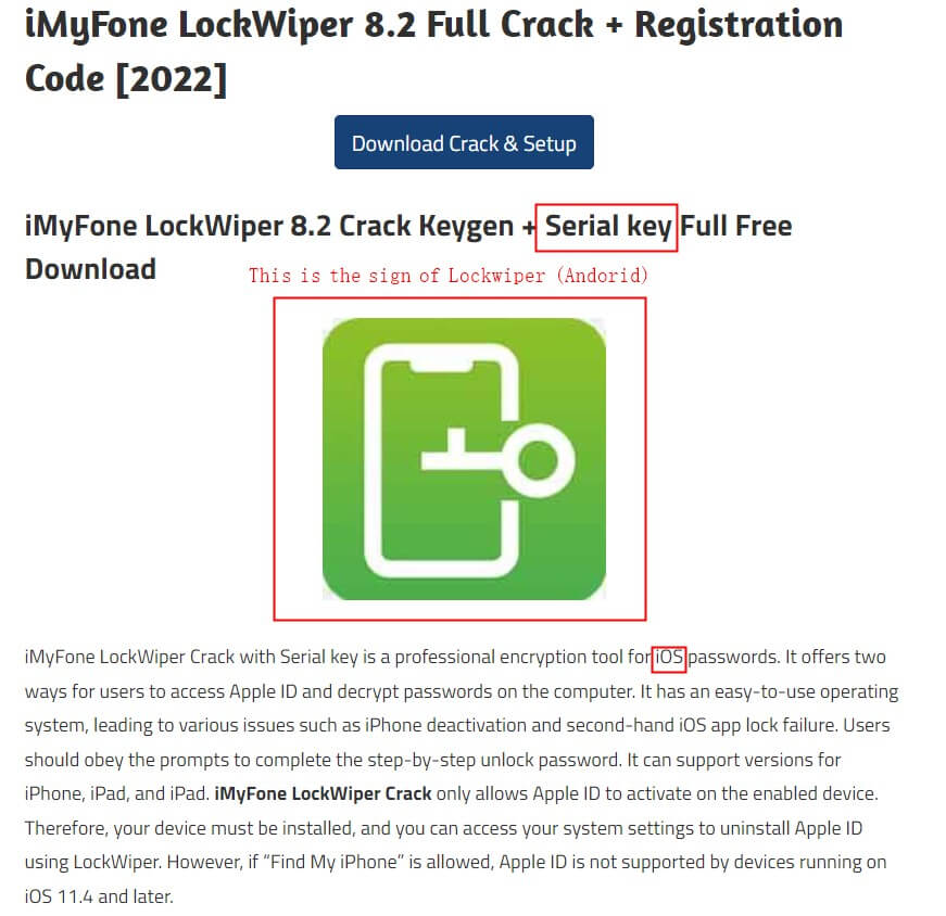 fake website about lockwiper serial key