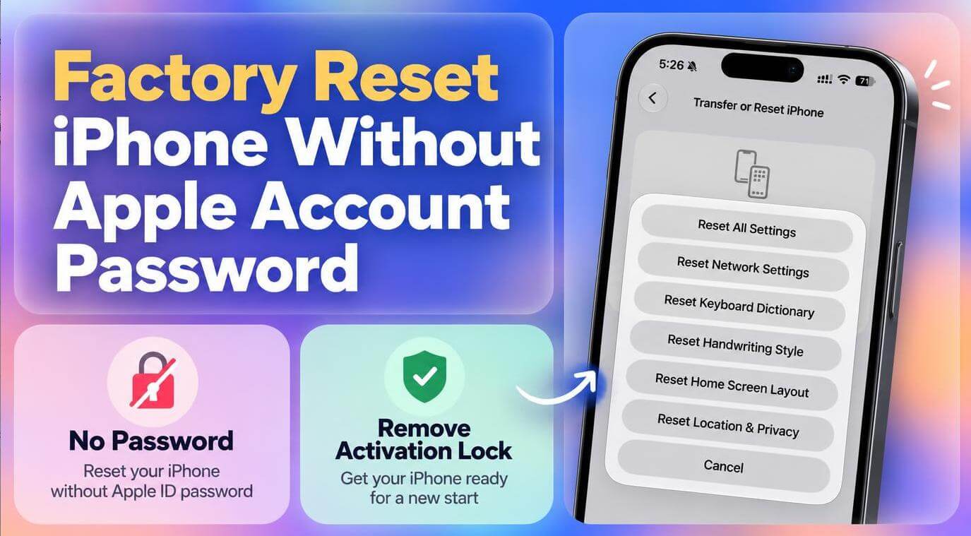 how to factory reset iphone without apple id password