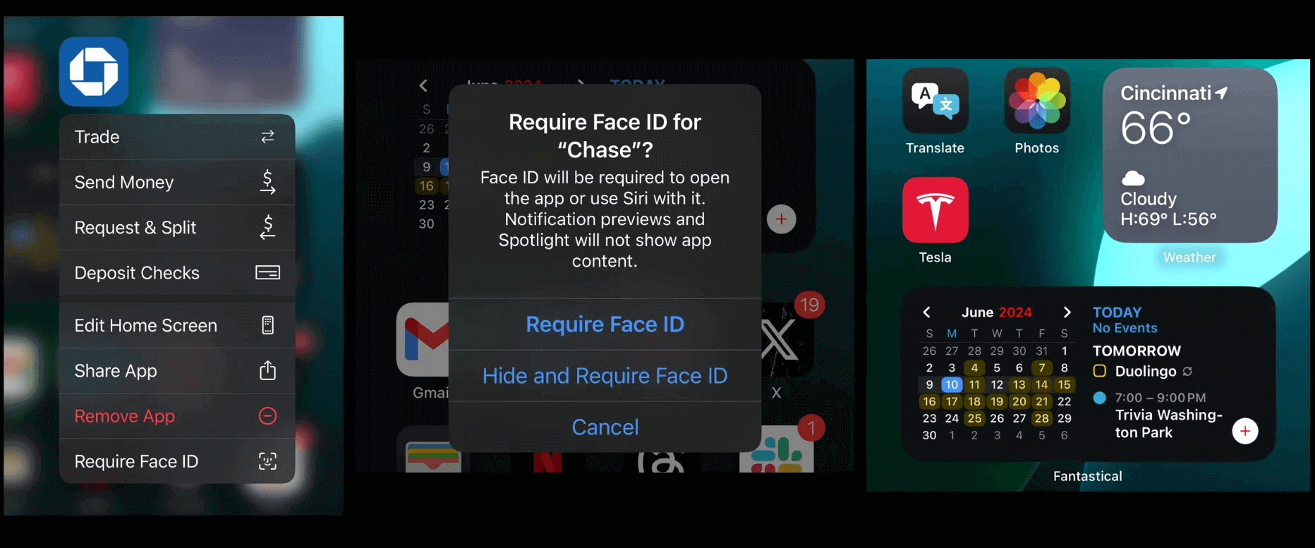 how to open locked app with face id