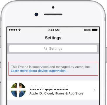 check supervision on settings to remove remote management on iphone/ipad