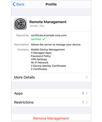 remove remote management via settings