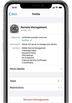 remove remote managment lock on iphone or ipad by settings