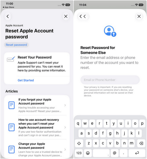 reset password for someone else