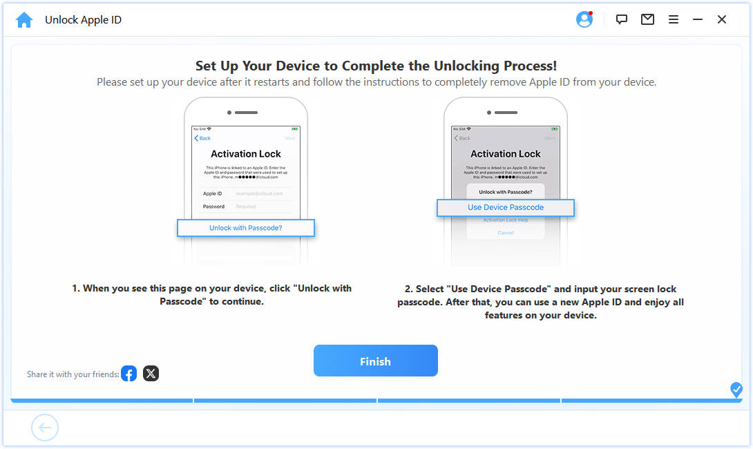 set up iphone to complete unlocking process