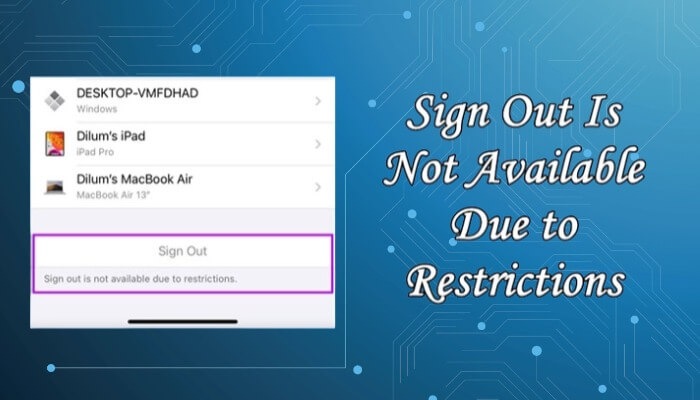 sign out is not available due to restrictions