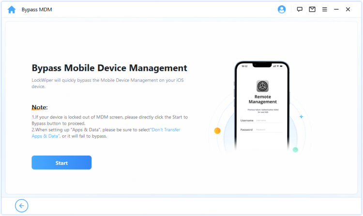 start to bypass mdm with lockwiper