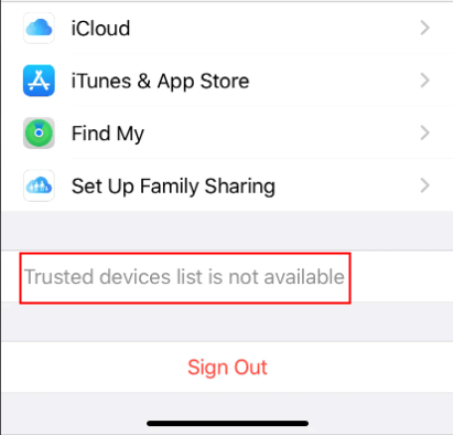 trusted devices list is not available