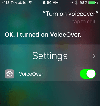 turn on voice over