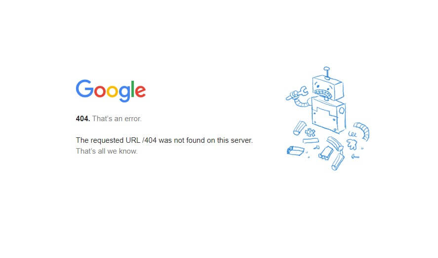 404 page example- Google