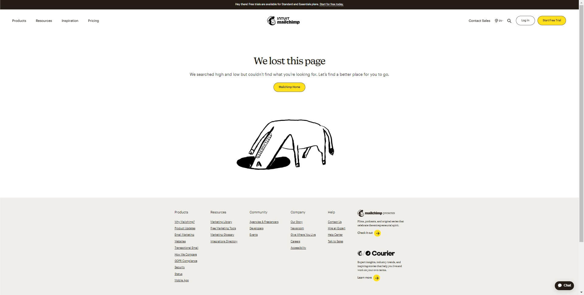 404 page example- Mailchimp