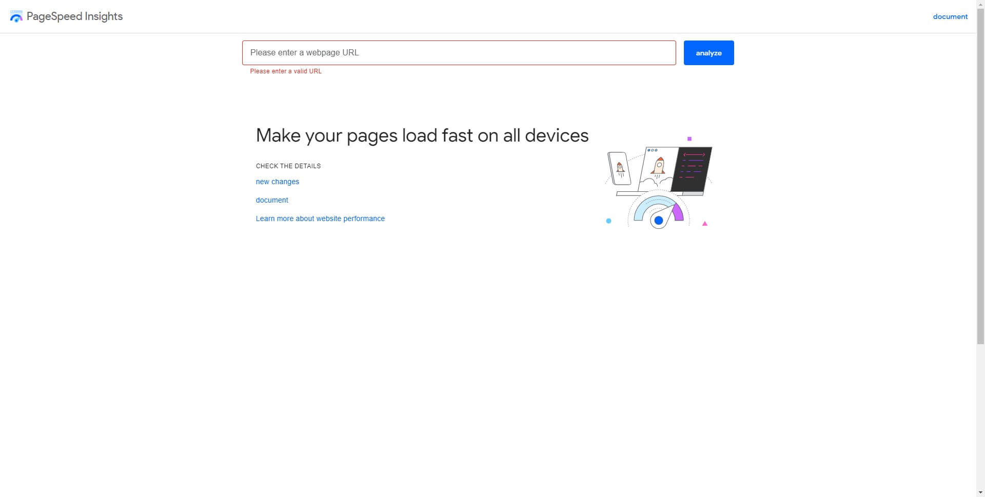 tool to test website speed- Google Page Speed Insights