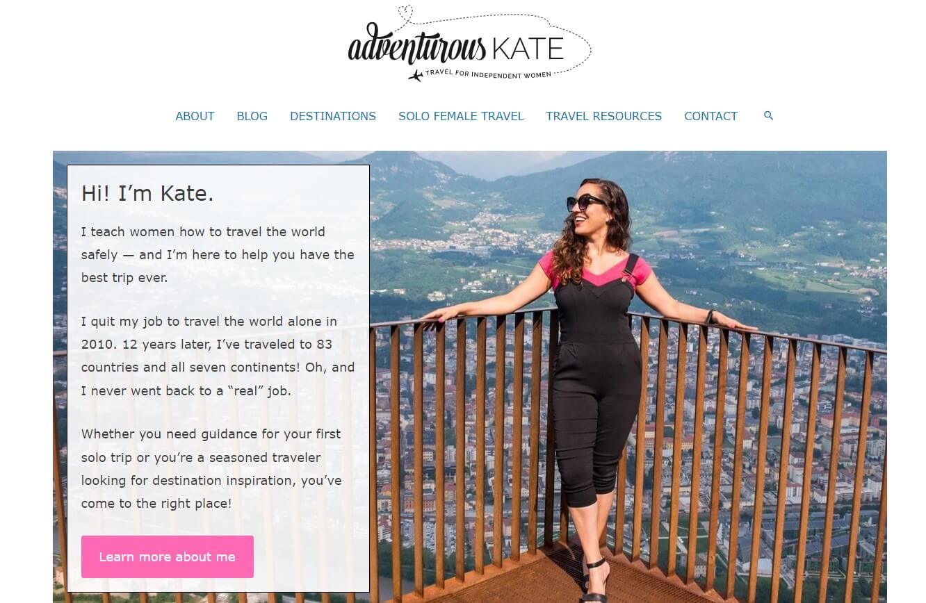 Travel Blogger - Adventurous Kate
