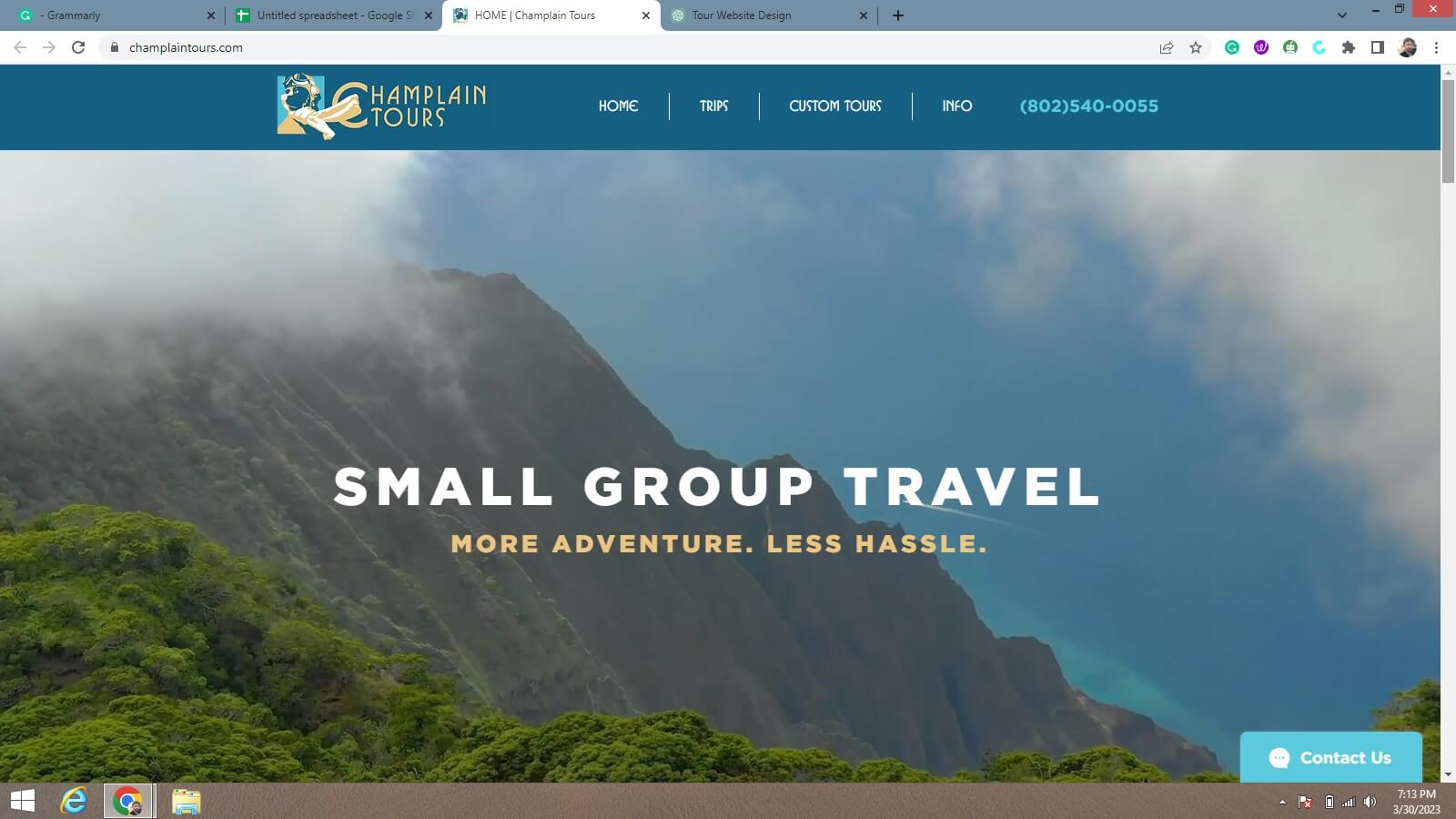 Travel website design template - champlain tours