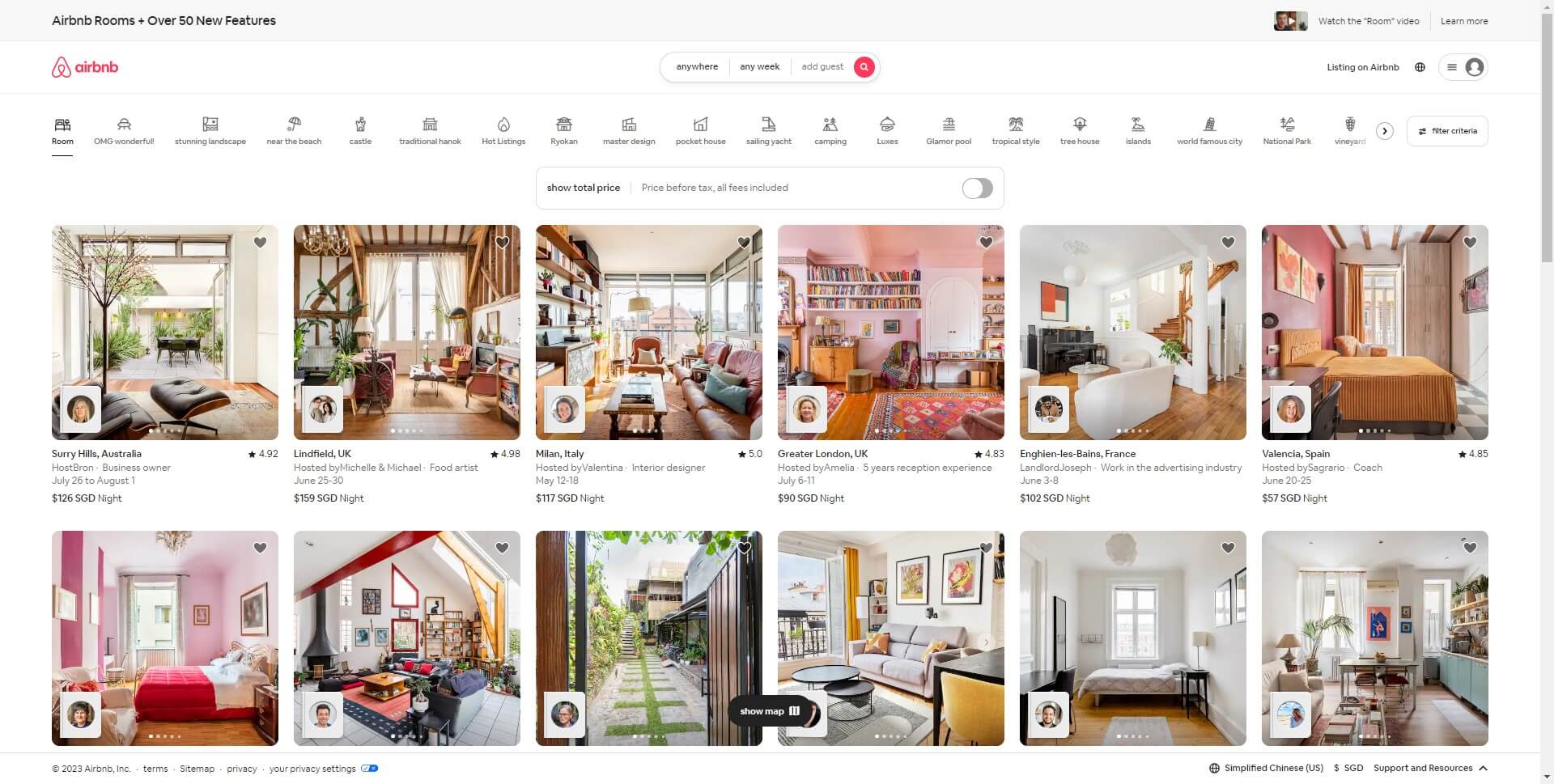 website header design example- Airbnb.