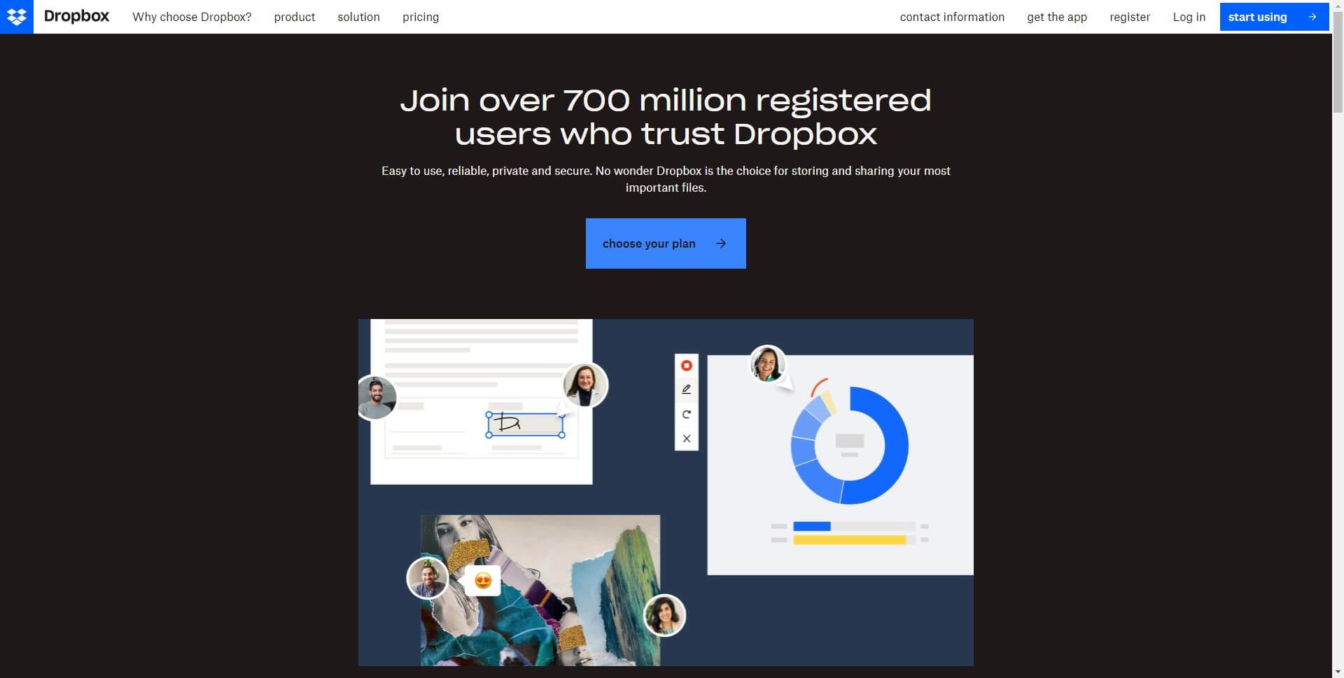website header design example- Dropbox
