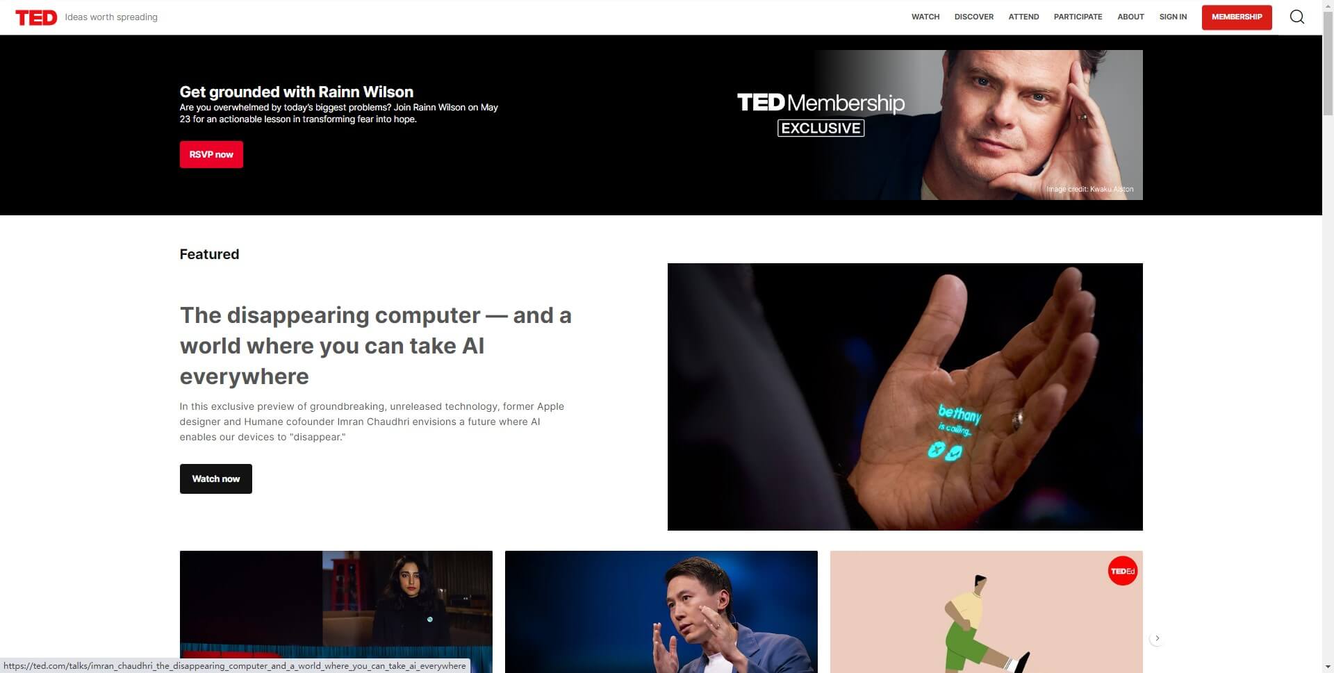 website header design example- Ted