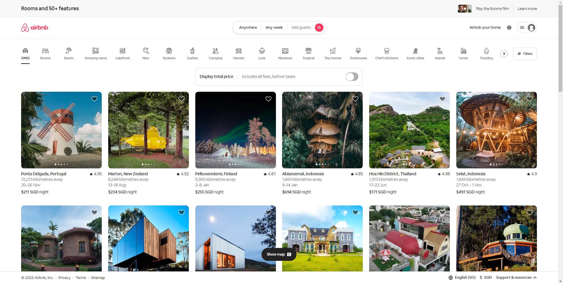 website homepage example- Airbnb