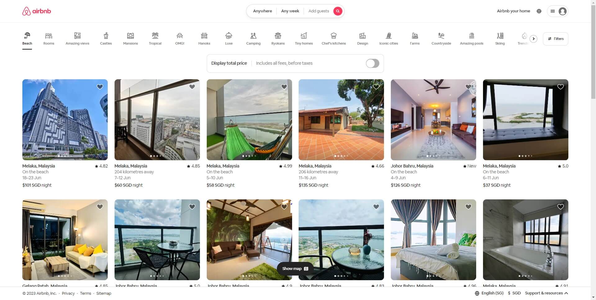 website navigation example- Airbnb