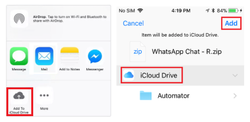 add whatsapp to icloud drive
