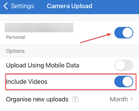 back up videos from gallery to onedrive