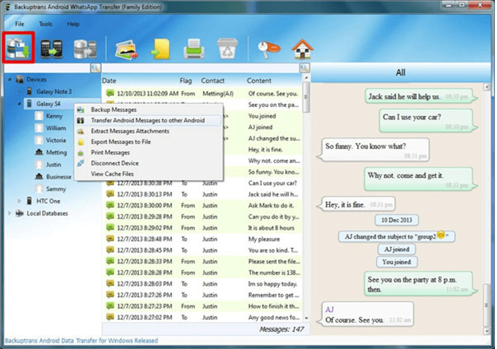 transfer data with backuptrans