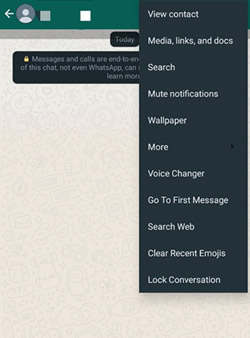 choose more option on whatsapp