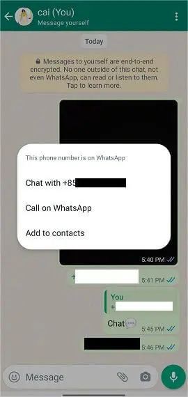 chat with someone without saving number