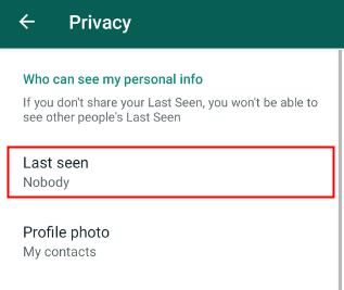 change last seen to nobody in whatsapp on android