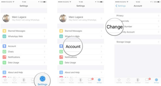 change whatsapp number on iphone