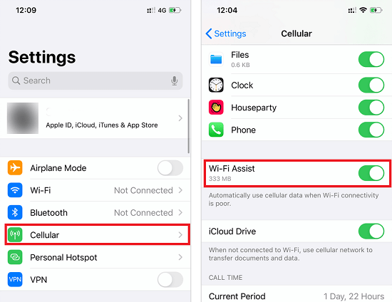 check iphone network connection