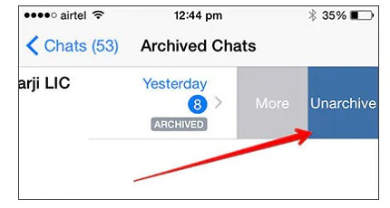 select unarchive on iphone