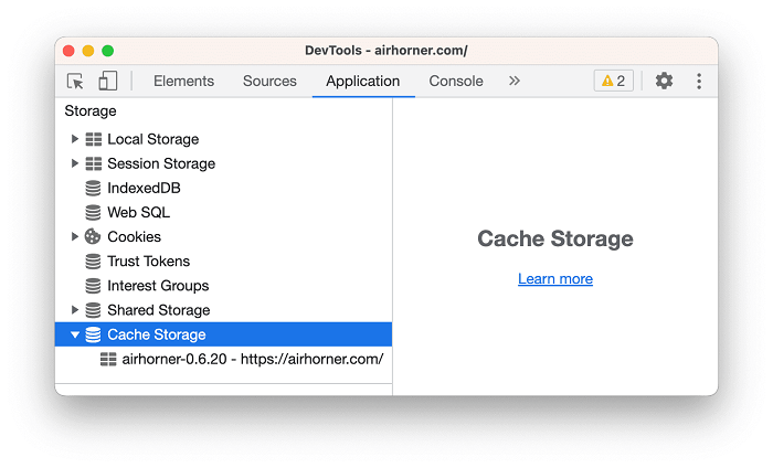 chrome cache storage