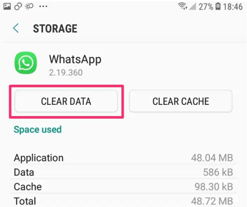 Clear data of  WhatsApp