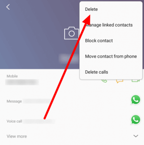 delete one contact on whatsapp