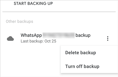 delete whatsapp chat backup on google drive