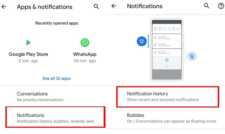 Enable notification history function