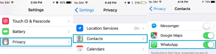 enable whatsapp sync contacts on iphone