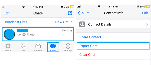 export whatsapp chat to back up chats