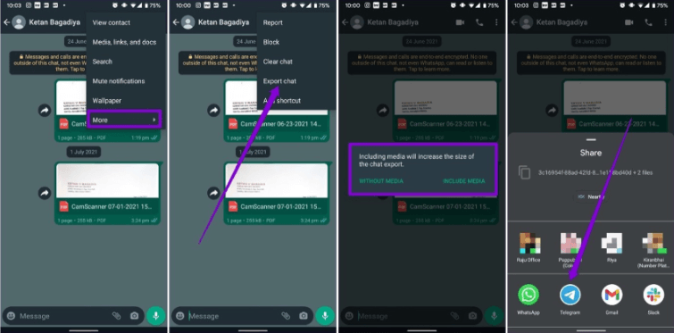 share whatsapp chats to telegram on android